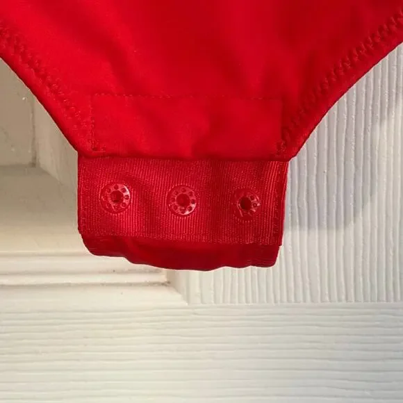 Popilush Red Cowl Neck Corset Bodysuit Small Sculpting Shapewear Glam Coquette - Picture 6 of 7